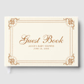 アイボリーエレガント銅ヴィンテージ花盛ベビーシャワー ゲストブック (正面)