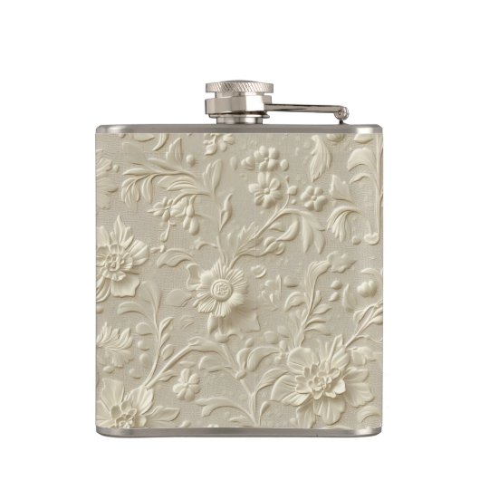 アイボリーエンボスフローラビニルフラッ包まれたク フラスク (裏面)