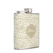 アイボリーエンボスフローラビニルフラッ包まれたク フラスク (右)
