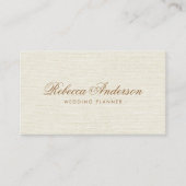 アイボリーオフホワイトリネンシックトレンディースクリプかわいらしト 名刺 (正面)