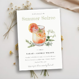 アイボリーオレンジサマーソイリーカクテルプールパーティー 招待状
