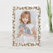 アイボリーカスタムシルバー金ゴールドバウブルズパターンホリデー カード (正面)