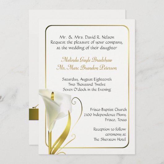 アイボリーカラリ伝統的リー結婚式招待状 招待状 (正面/裏面)