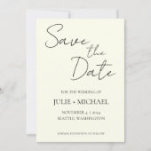 アイボリーカラーのシンプルな結婚式 セーブザデート (正面)