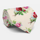 アイボリーカラーのヴィンテージローズ ネクタイ (ロール)