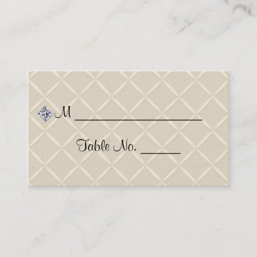 アイボリーキルテきらきら光るッドポ結婚ス座席表 プレイスカード (正面)