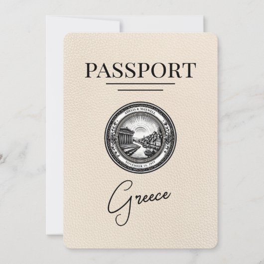 アイボリーギリシャ旅券結婚式招待状 招待状 (裏面)