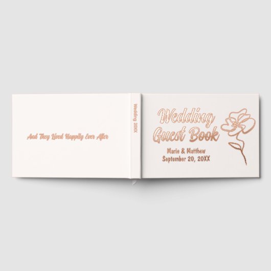 アイボリークラシッククリームフローラスケッチフォイルゲストブック ゲストブック (全面)