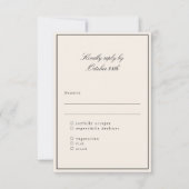 アイボリークラシックスクリプトエレガントなウェディングミール選択 出欠カード (正面)