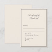 アイボリークラシックスクリプトエレガントなウェディングミール選択 出欠カード (正面/裏面)