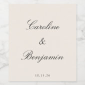 アイボリークラシックスクリプトエレガントウェディング名前をカスタムする ワインラベル (シングルラベル)