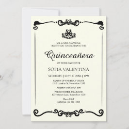 アイボリークラシックブラックティアラキンセアニェラ 招待状