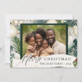 アイボリークラシックブルークリスマスファミリーフォト シーズンカード (正面)