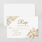 アイボリークラシックホワイト金ゴールドキンセアニェラRSVP 出欠カード (正面/裏面)