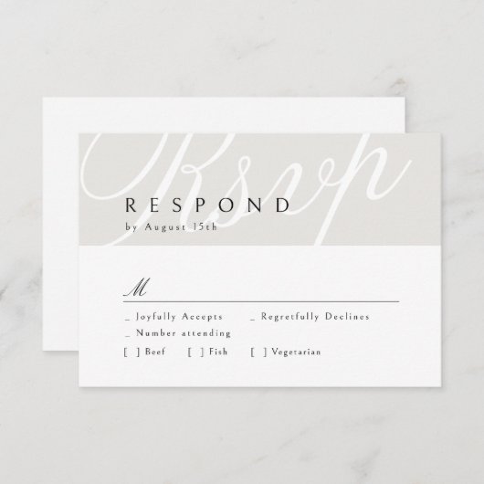 アイボリークラシック書エレガント式結婚式RSVP 出欠カード (正面/裏面)