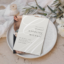 アイボリークラシック書エレガント書モノグラ結婚ムの 招待状