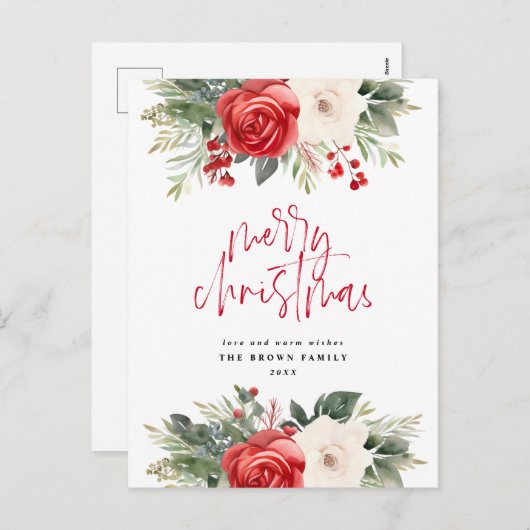 アイボリークリスマスリースクリスマスウォーター色 シーズンポストカード (正面/裏面)