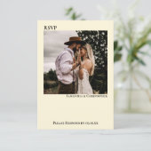 アイボリークリーシンプルムミニマリスト結婚の写真 出欠カード (スタンド正面)