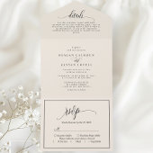 アイボリークリーシンプルムモダンスクリプト オールインワン招待状