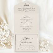 アイボリークリーシンプルムモダンスクリプト オールインワン招待状