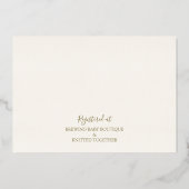 アイボリークリームと金ゴールドモダン牡丹トイレベビーシャワー 箔招待状 (裏面)