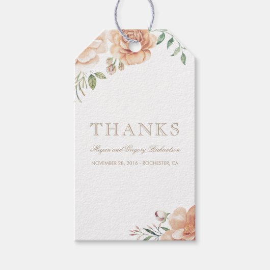 アイボリークリームウォーターカラーフラワーズボエレガントホ ギフトタグ (正面)