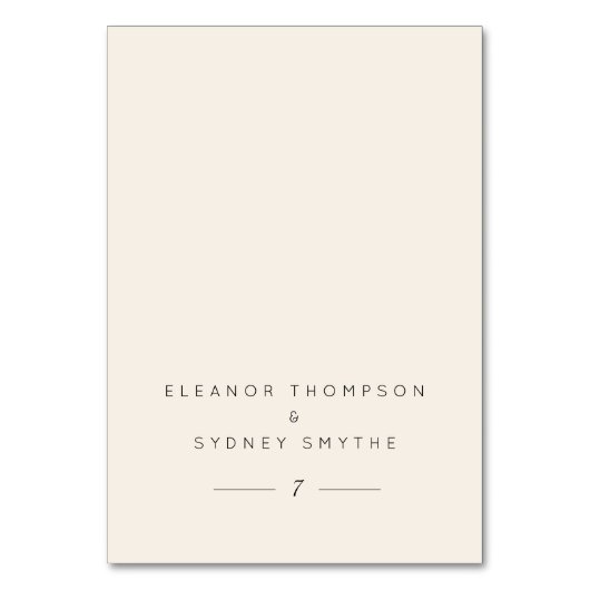 アイボリークリームエレガントウェディングゲストテーブル座席表 テーブルナンバー (正面)