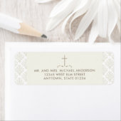 アイボリークリームクロスとダマスクパターン ラベル (インサイチュ)