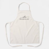 アイボリークリームニュートラルモダンスクリプエレガントト エプロン (正面)