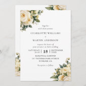 アイボリークリームバラ結婚フローラ 招待状 (正面/裏面)