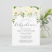 アイボリークリームフローラ緑の水の色ベビーシャワー 招待状 (スタンド正面)