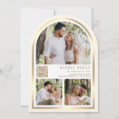 アイボリークリームフローラ金ゴールドアーチバタフライ結婚ズ 招待状 (裏面)