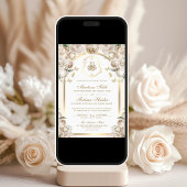 アイボリークリームフローラ金ゴールドアーチムスリム結婚ズ 招待状