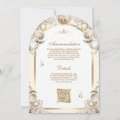 アイボリークリームフローラ金ゴールドアーチムスリム結婚ズ 招待状 (裏面)