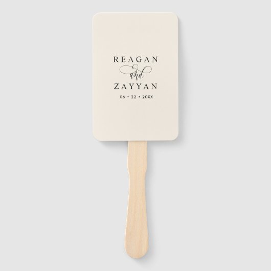 アイボリークリームミニマル結婚式 プログラム ハンドファン (正面)