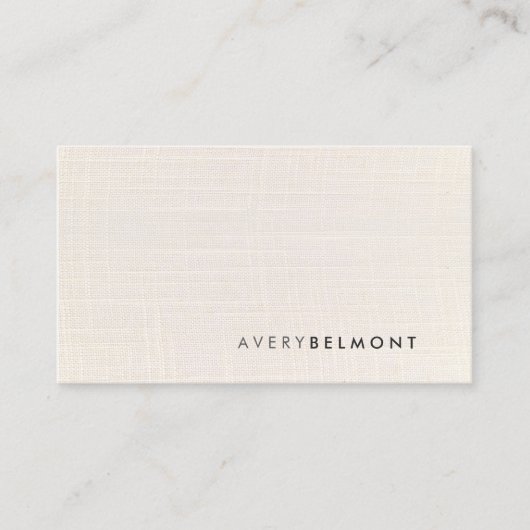 アイボリークリームリネンミニマルプロフェッショナル ミニマル 名刺 (正面)