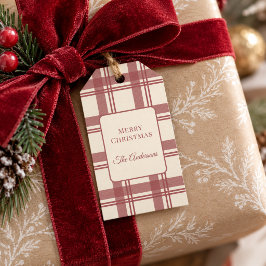 アイボリークリームレッドのヴィンテージタータンチェッククリスマス ギフトタグ