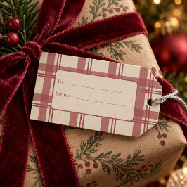 アイボリークリームレッドヴィンテージタータンチェッククリスマス ギフトタグ