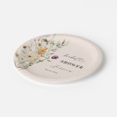 アイボリークリームワイルドフラワーハートスクリプトブライダルシャワー ペーパープレート (アングル)