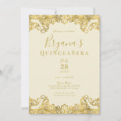 アイボリークリーム金ゴールドレースキエレガントンセアニラパーティー 招待状 (正面)