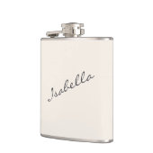 アイボリークリーム エレガント スクリプト ネーム ウェディング パーティ フラスク (左)