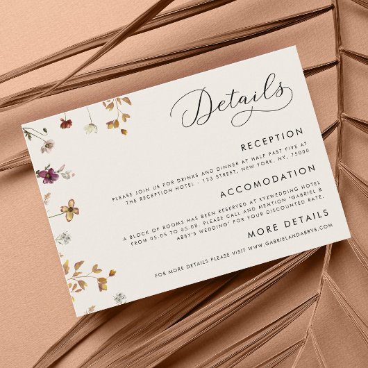 アイボリークリーム ボヘミアンフォール ワイルドフラワーズ ウェディング 詳細情報 エンクロージャーカード