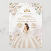 アイボリークレムプリンセスドレス金ゴールドクラウンキンセアニラ 招待状 (正面/裏面)