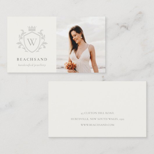 アイボリーグクラシックレーモノグラムフローラフォトクレスト 名刺 (正面/裏面)