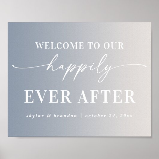 アイボリーグラデーションはサインの後ずっと私たちの幸せな歓迎 ポスター (正面)