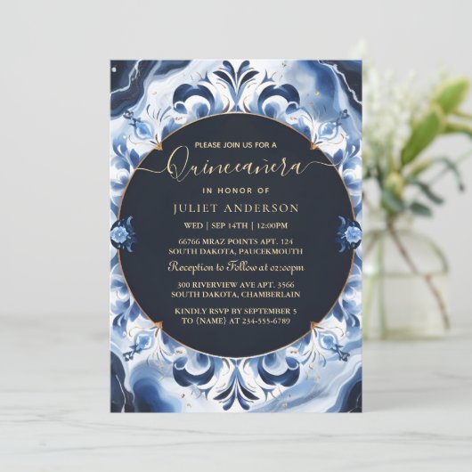 アイボリーグラデーションアイススカイ金ゴールドブ王室のルーキンセアニェラ 招待状 (スタンド正面)