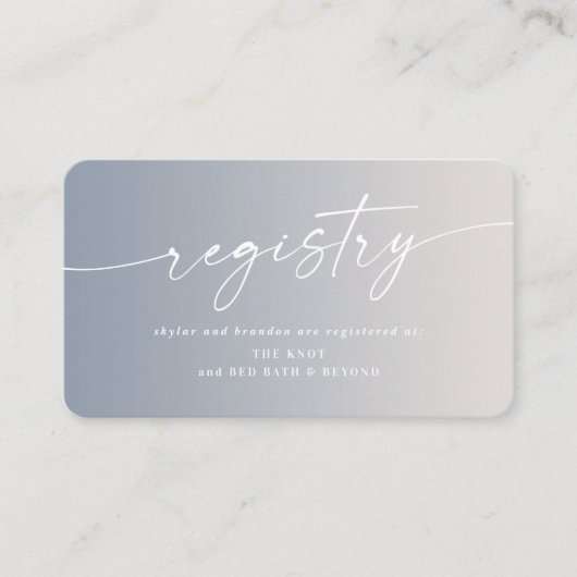 アイボリーグラデーション&ブルーウェディングシャワーギフトレジストリ エンクロージャーカード (正面)
