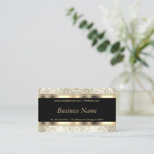 アイボリーグリッターとエレガント金ゴールド 名刺 (スタンド正面)