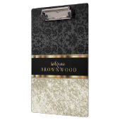 アイボリーグリッターと黒のダマスクのクリップボード クリップボード (左)