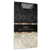 アイボリーグリッターと黒のダマスクのクリップボード クリップボード (右)